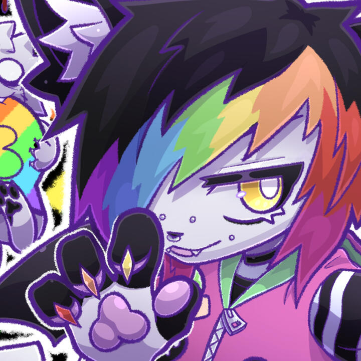 Art by ghoulcat Art of my fursona posing cutely with rainbow nails.